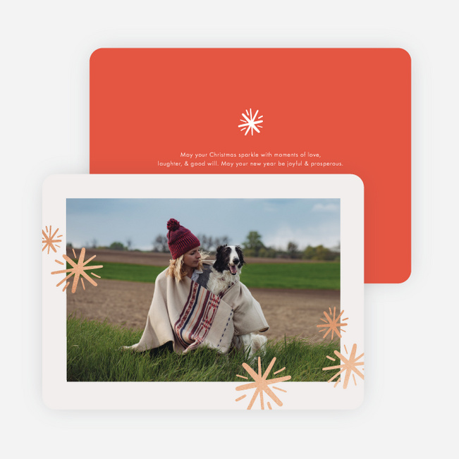 Foil Sparkle Border Holiday Cards - Orange