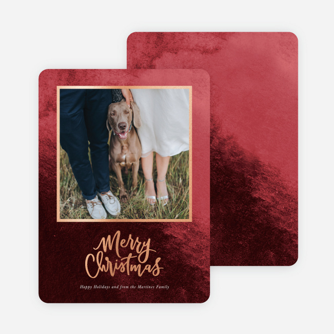 Foil Watermark Christmas Cards - Red