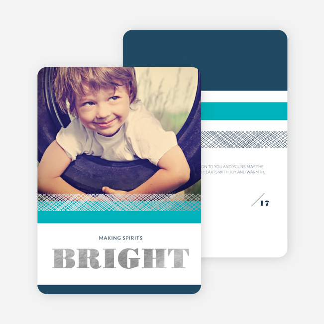 Making Spirits Bright Foil Christmas Card - Blue