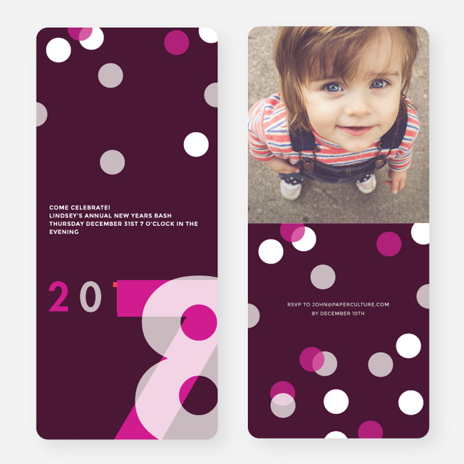 Turn The Clock New Year Cards - Purple