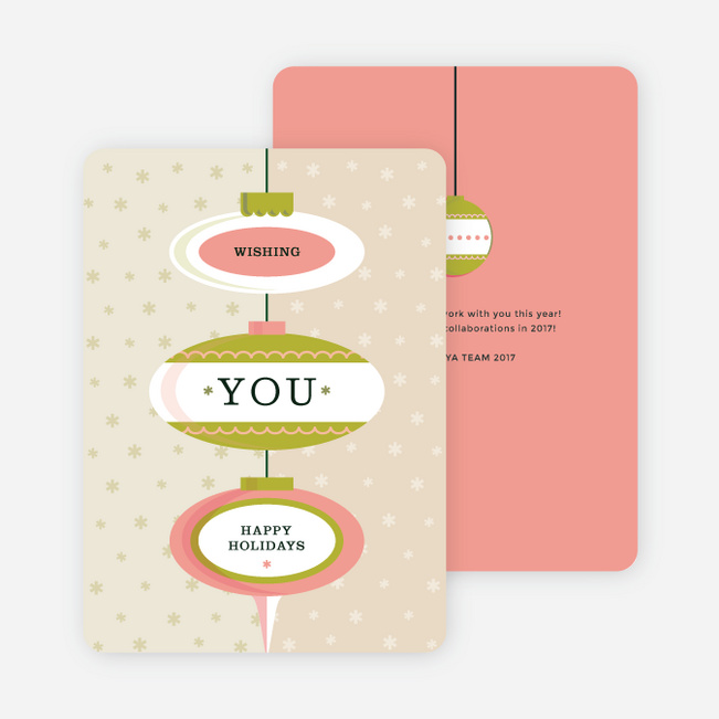 Vintage Color Ornaments Corporate Holiday Cards - Beige