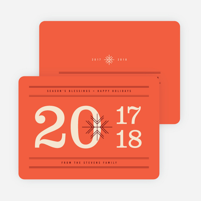 Big Numbers New Year Cards - Red
