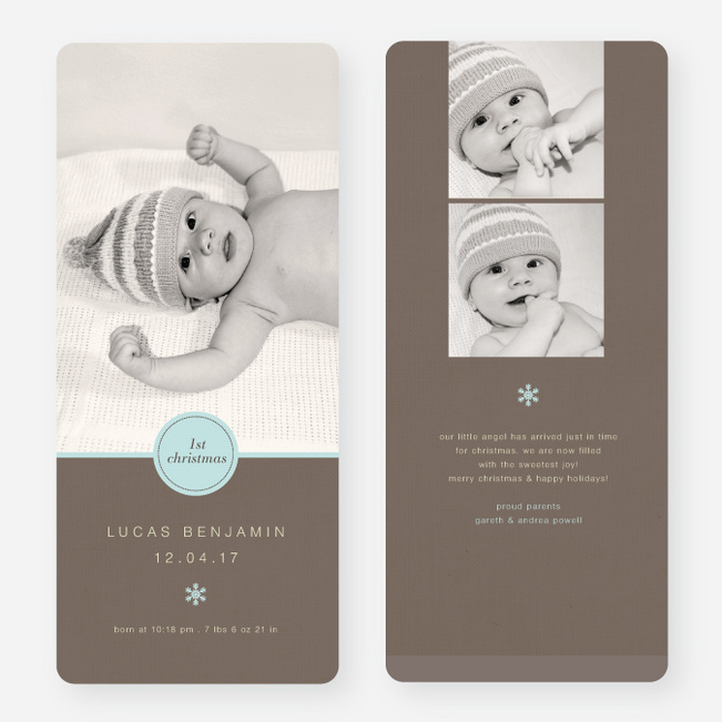 Circle Seal Holiday Birth Announcements - Blue