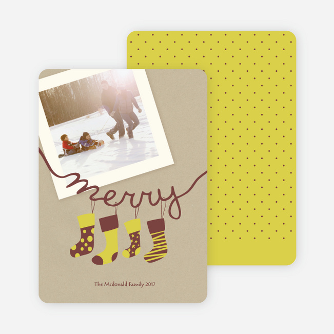 Merry Stockings Holiday Photo Cards - Chartreuse