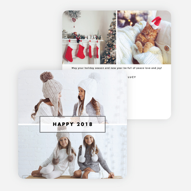 Photo Border New Year Cards - White