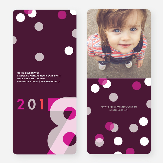 Turn The Clock New Year Cards - Purple
