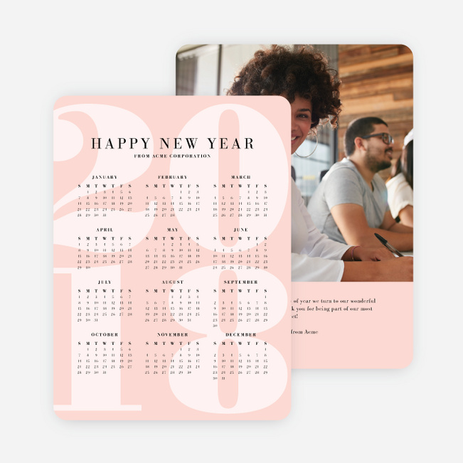 Calendar Greetings Corporate Holiday Cards - Pink