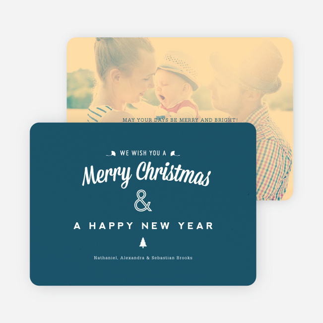 Retro Merry Christmas Cards - Blue