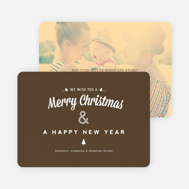 Retro Merry Christmas Cards - Brown