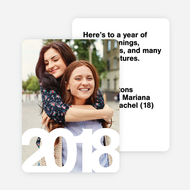 Bold Numbers Photo New Years Cards - Black