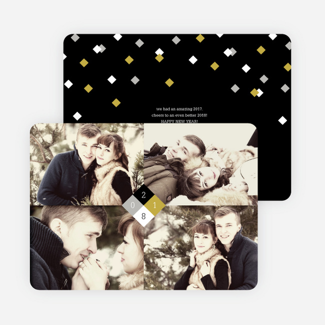 Diamond Star New Year’s Photo Cards - Yellow