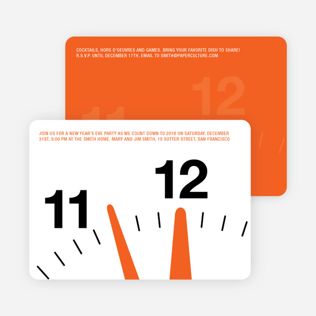 New Year’s Eve Party Invitations: Countdown Clock - Tangerine Orange