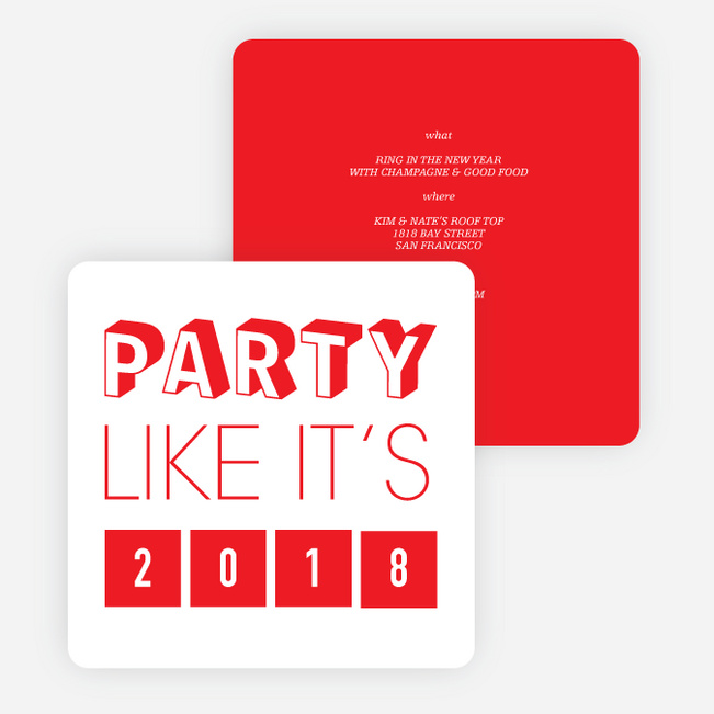 Retro New Year’s Party Invitations - Red