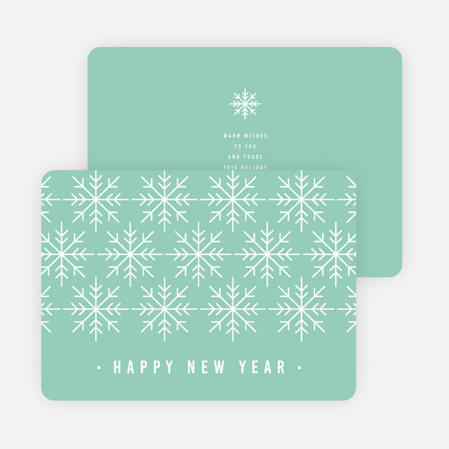 Snowflake Motif Corporate New Year Cards - Blue