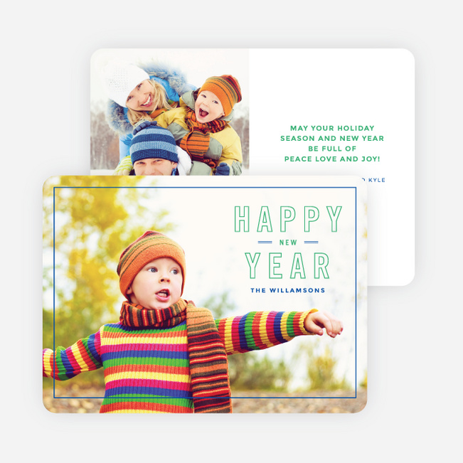 Border & Outlines New Year Cards - Green
