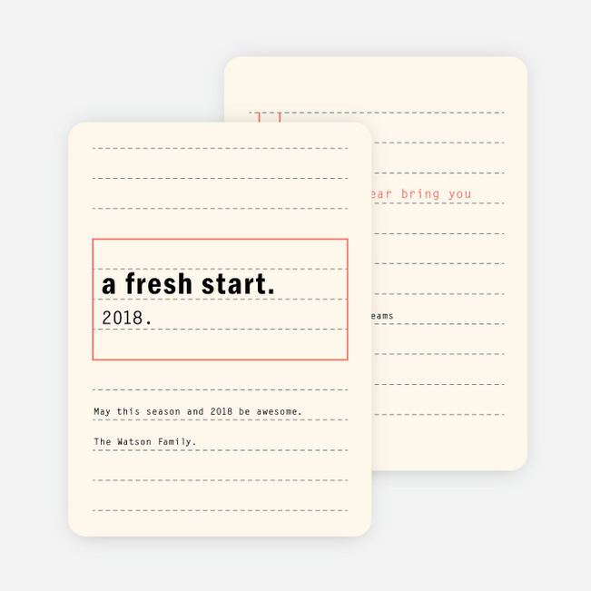 Fresh Start New Year Cards - Beige