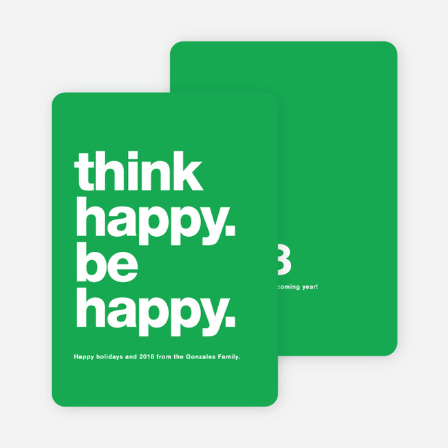 Be Happy New Year Cards - Green