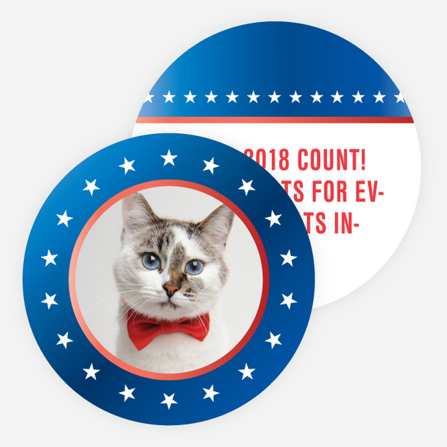 Political Button Photo Holiday Cards - Blue