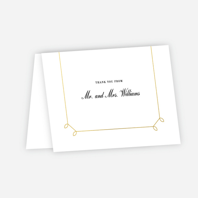 Foil Elegant Scroll Wedding Thank You Cards - Yellow