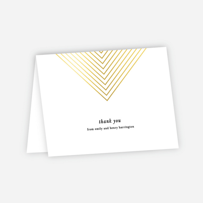 Foil Mirrored Angles Wedding Thank You Cards - Yellow
