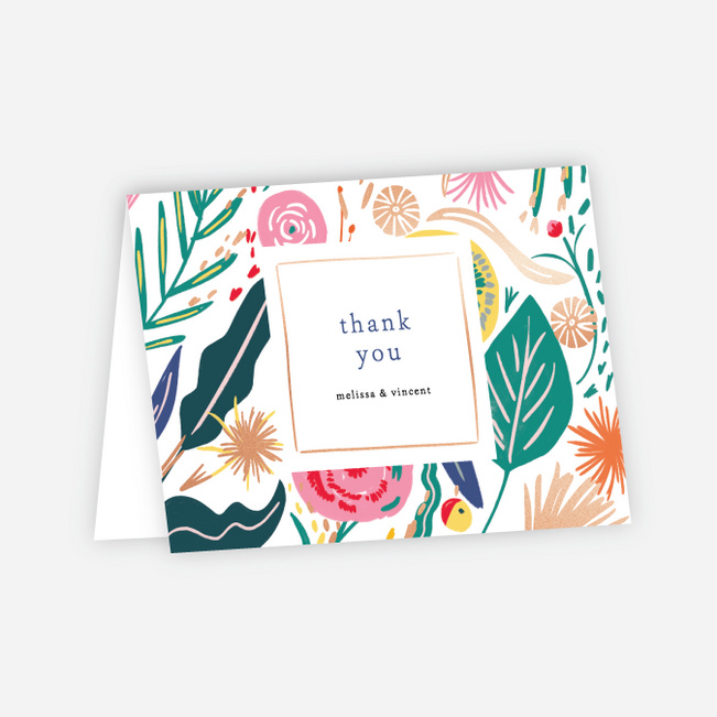 Tropical Print Wedding Thank You Cards - Multi