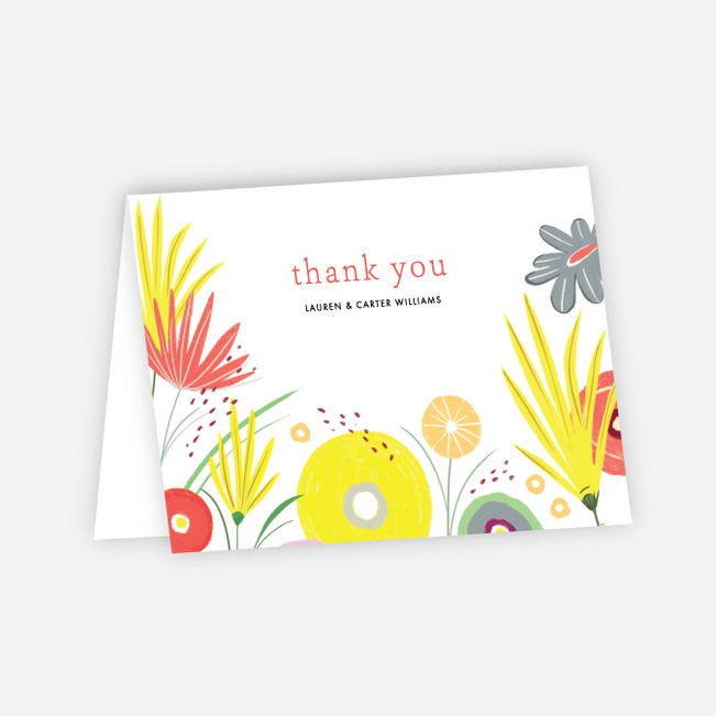 Vibrant Botanicals Wedding Thank You Cards - Multi