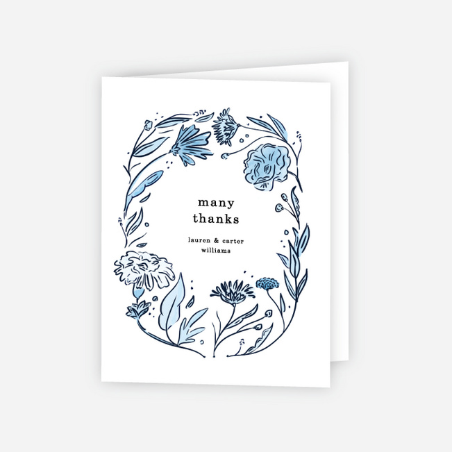 Vintage Frame Wedding Thank You Cards - Blue