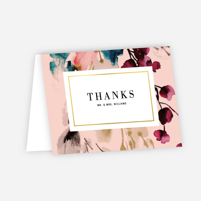 Foil Bountiful Frame Wedding Thank You Cards - Yellow