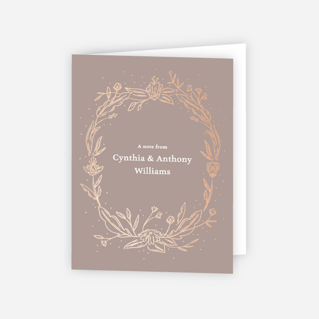 Foil Surroundings Wedding Thank You Cards - Brown