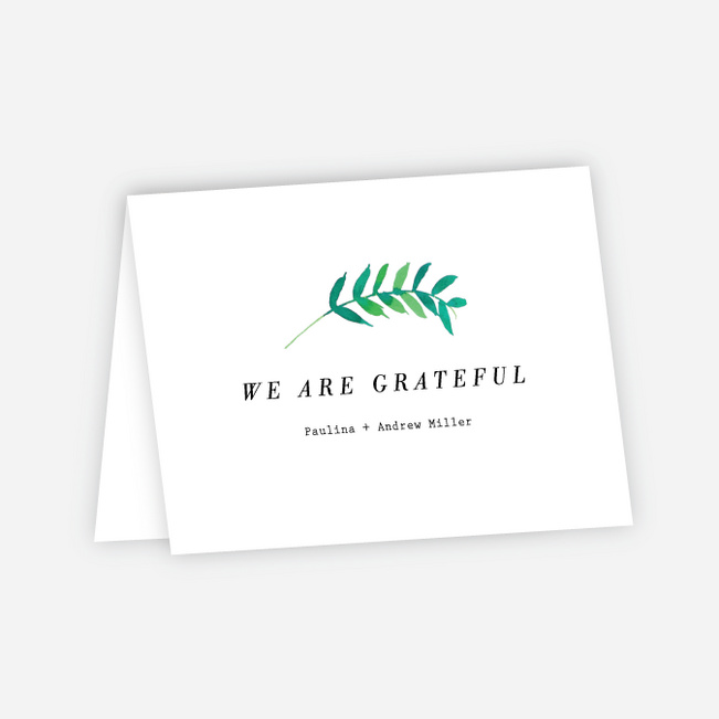 Minimal Laurel Wedding Thank You Cards - White