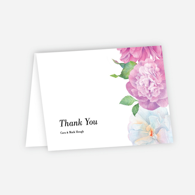 Painted Flowers Wedding Thank You Cards - Multi