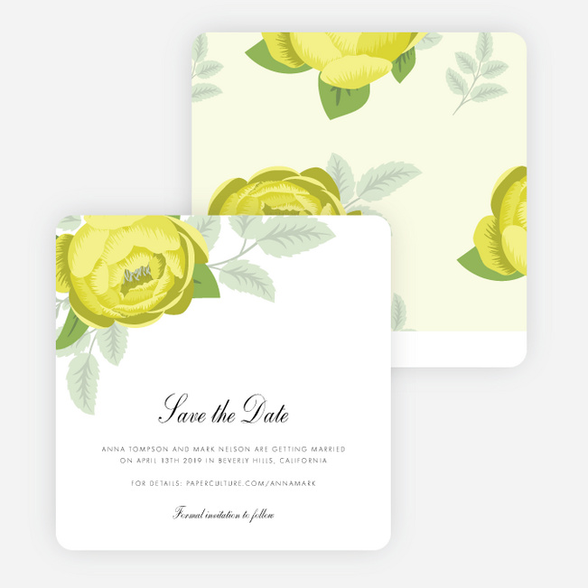 Retro Floret Save the Date Cards - Yellow