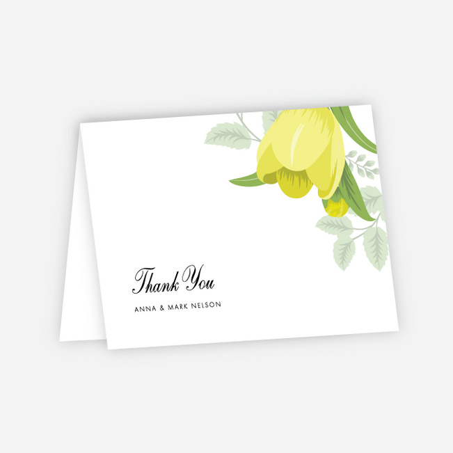 Retro Floret Wedding Thank You Cards - Yellow