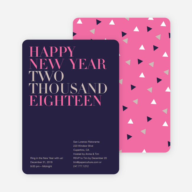 Bold New Year’s Eve Party Invitations - Plum