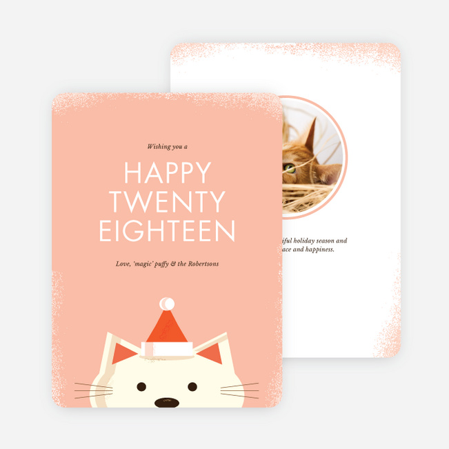 Retro Cat New Years Cards - Pink