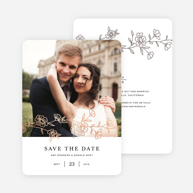 Elegant Roses Save the Date Cards - Brown