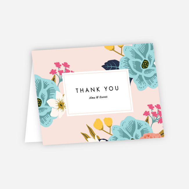 Floral Patterns Wedding Thank You Cards - Pink