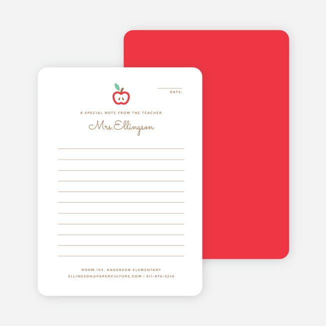 Apple for the Teacher Notecards - Red
