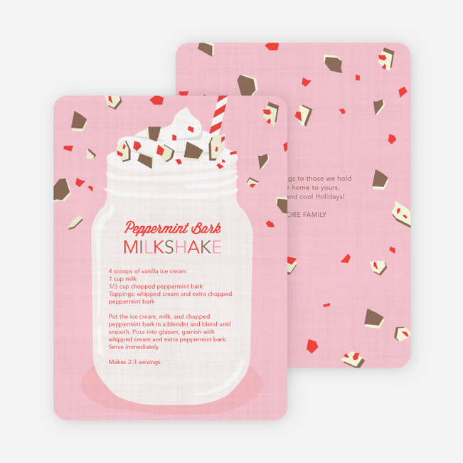 Peppermint Milkshake Recipe Holiday Cards - Pink