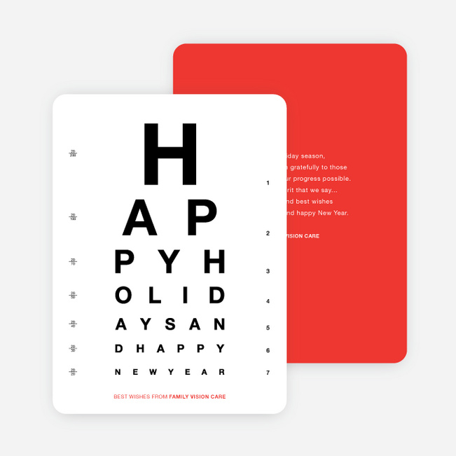 Happy Holidays Corporate Eye Chart Cards - Red