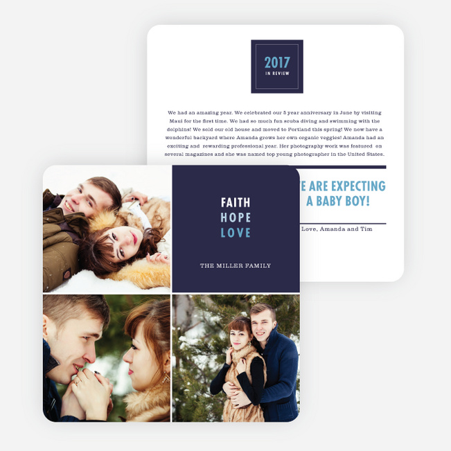 Year in Review Holiday Cards - Blue