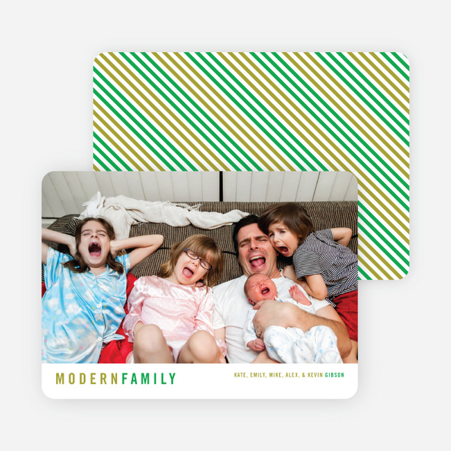 Diagonal Stripes Holiday Cards - Green