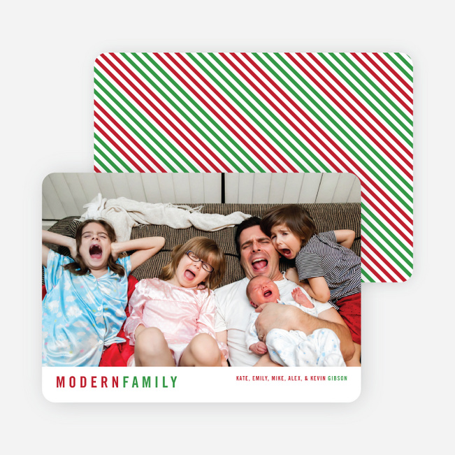 Diagonal Stripes Holiday Cards - Red