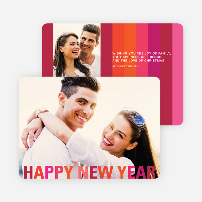 New Year’s Stripes Photo Cards - Red