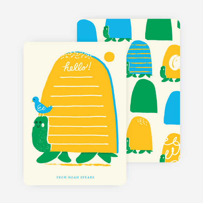 Turtles and Bird Stationery - Yellow