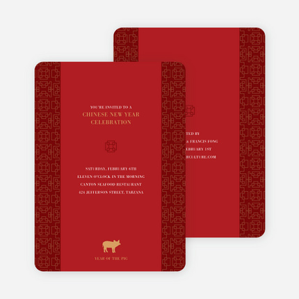 Year of the Pig – Traditional Chinese New Year - Red
