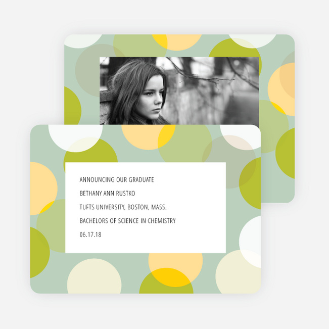 Overlapping Polka Dots Graduation Announcements - Green