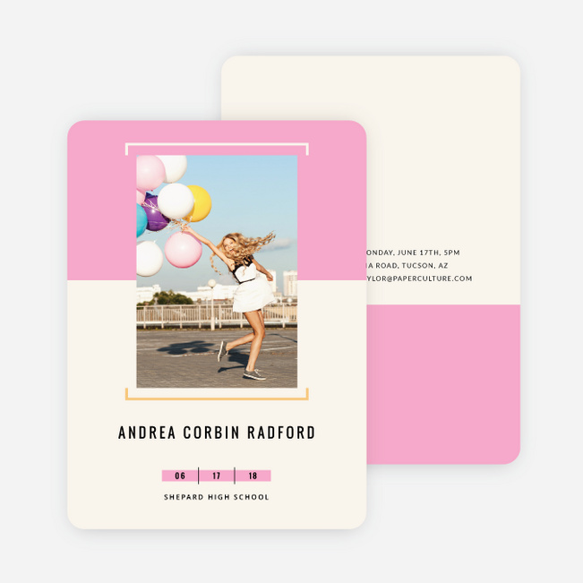 Two-Toned Graduation Invitations - Pink