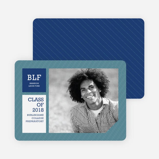 Graduation Stripes Graduation Announcements - Cadet Blue