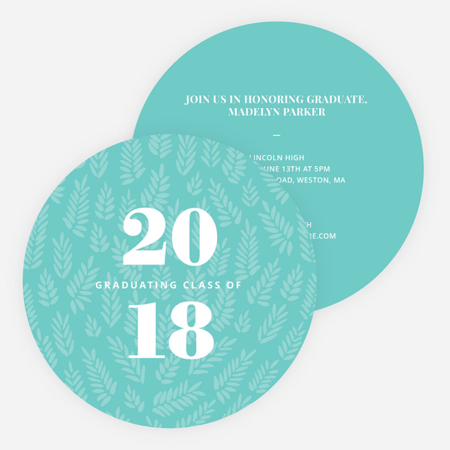 Modern Floral Graduation Announcements - Blue